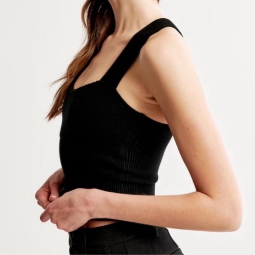 Abercrombie & Fitch Black Ribbed Square-Neck Tank Top - Picture 2 of 10